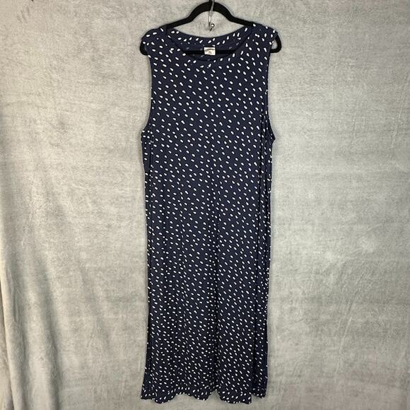 Soma Dresses & Skirts - Soma Dress Womens XXL Navy Dotted Sleeveless Stretch Comfort Midi Resort Preppy